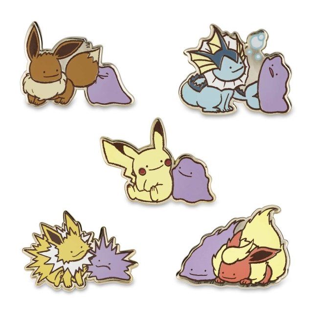 Ditto As Pikachu, Eevee, Vaporeon, Jolteon & Flareon Pokémon Pins (5-Pack)