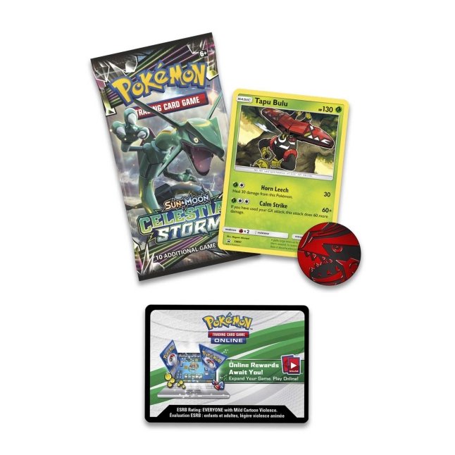 Pokémon TCG: Sun & Moon-Celestial Storm Booster Pack, Coin & Tapu Bulu  Promo Card