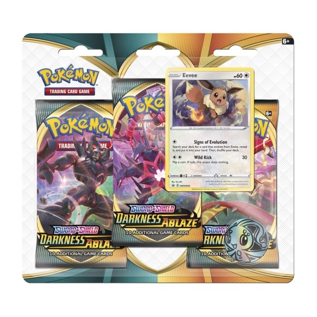 Pokémon TCG: Sword & Shield-Darkness Ablaze 3 Booster Packs, Coin & Eevee  Promo Card