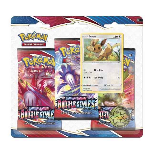 Pokémon TCG: Sword & Shield-Battle Styles 3 Booster Packs, Coin & Eevee ...