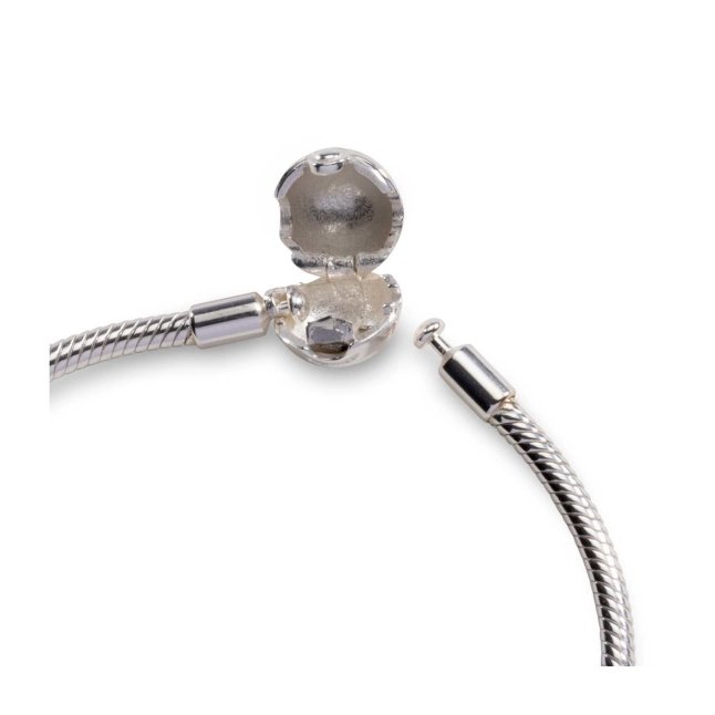 Sterling Silver Sphere Engraved Charm Bracelet