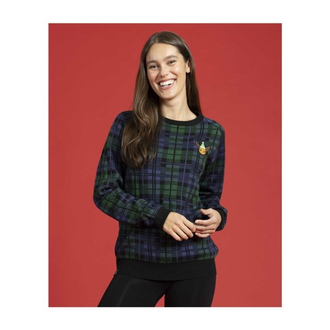 Eevee Green And Black Plaid Knit Sweater Adult Pokémon Center