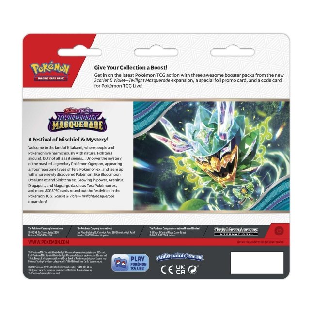 Pokémon TCG: Scarlet & Violet-Twilight Masquerade 3 Booster Packs ...