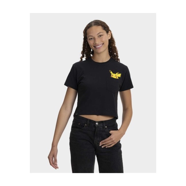 Pikachu Peek-a-Pokémon Pocket Crop T-Shirt - Women | Pokémon Center ...