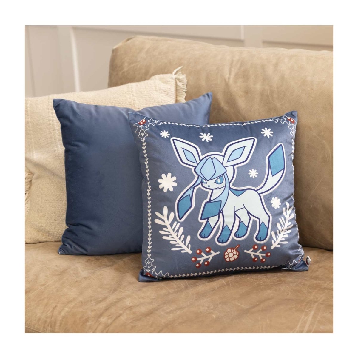 Glaceon Pokémon Holiday Blue Throw Pillow Case | Pokémon Center ...