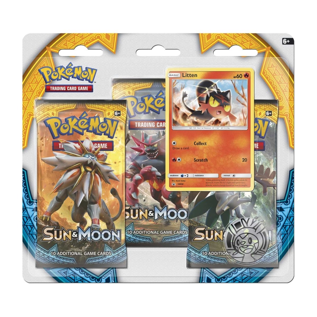 Pokémon TCG: Sun & Moon 3 Booster Packs, Coin & Litten Promo Card ...