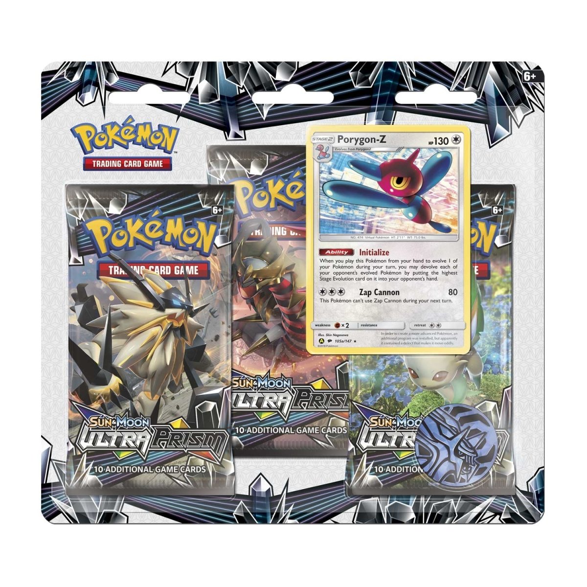 Pokémon TCG: Sun & Moon-Ultra Prism 3 Booster Packs, Coin & Porygon-Z Promo  Card