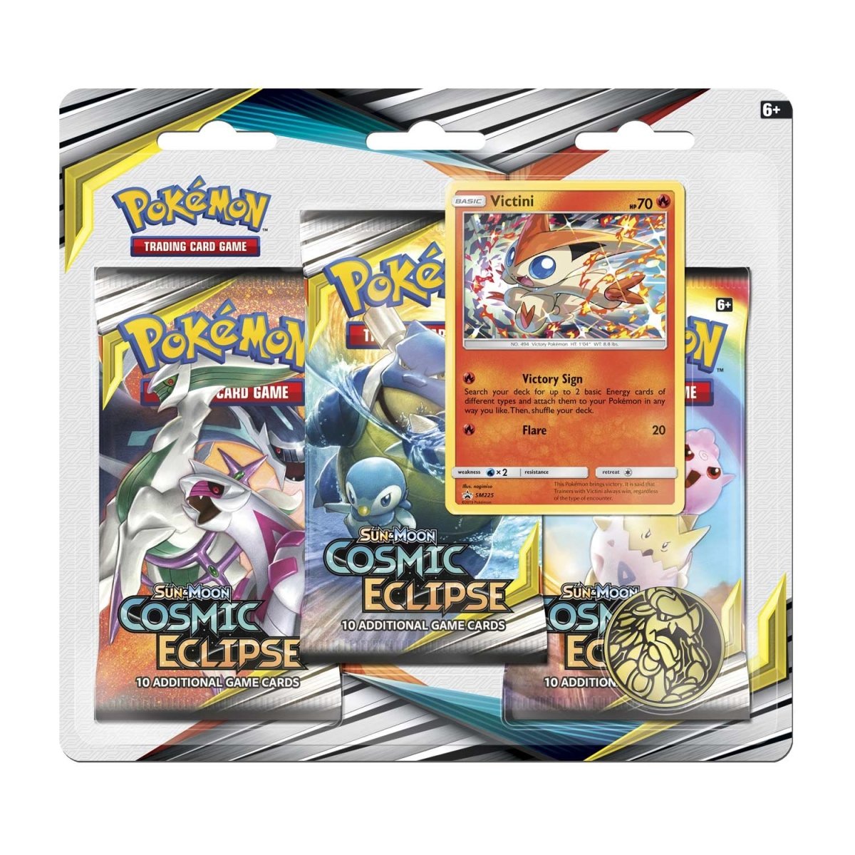 Pokémon Tcg Sun And Moon Cosmic Eclipse 3 Booster Packs Coin And Victini Promo Card Pokémon 9881