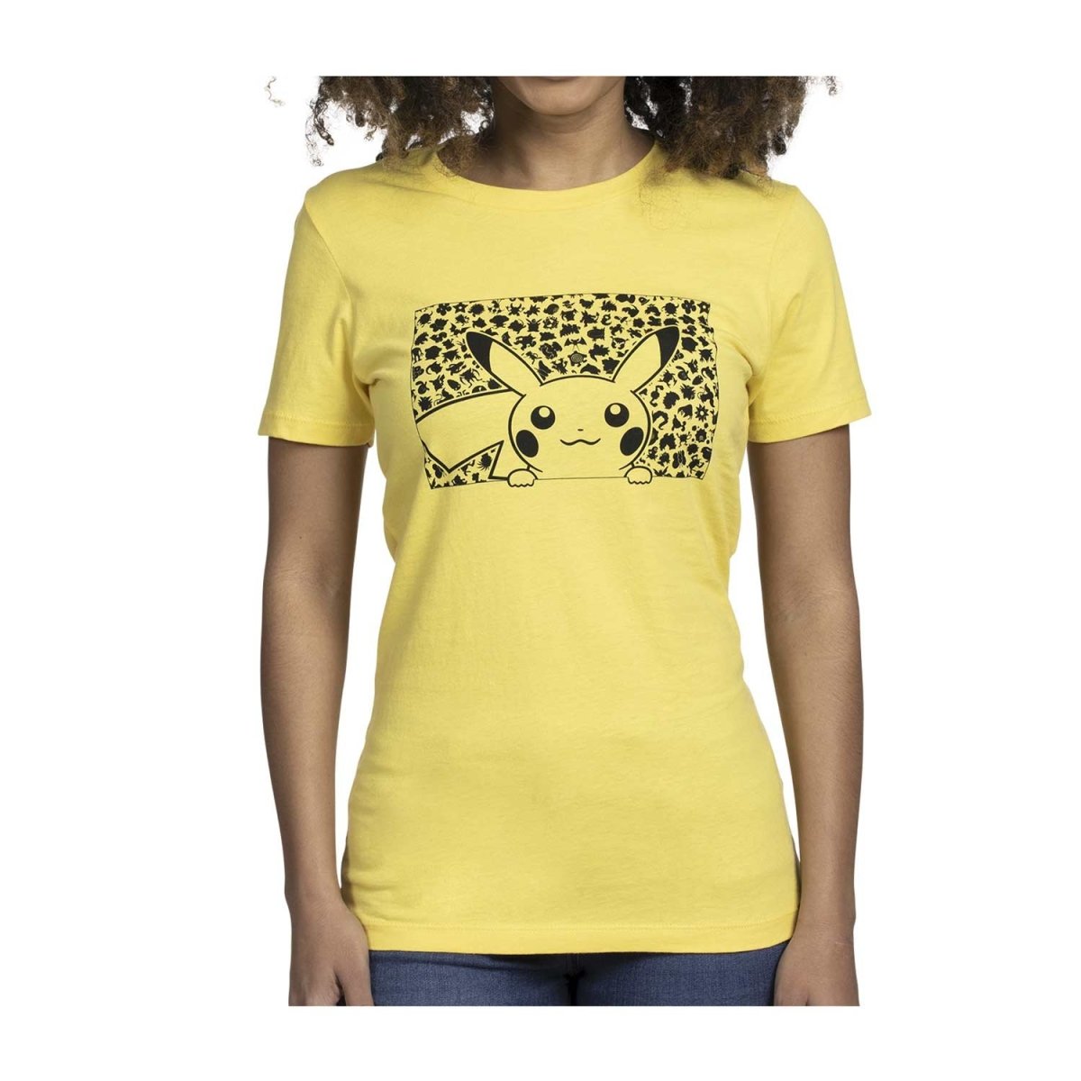 Pikachu & Silhouettes Yellow Fitted Crew Neck T-Shirt - Women
