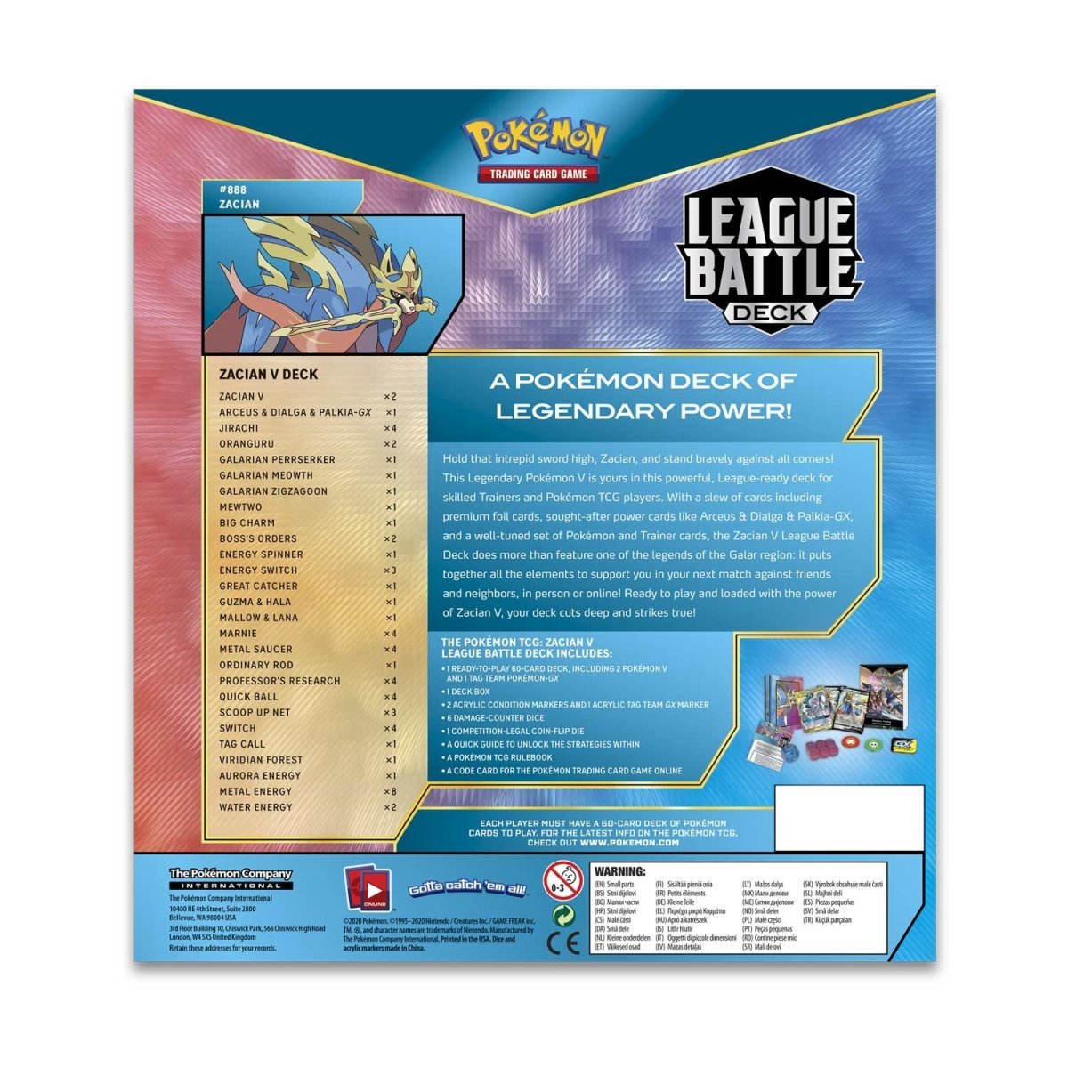  Pokémon TCG: Zacian V League Battle Deck, Multicolor : Toys &  Games