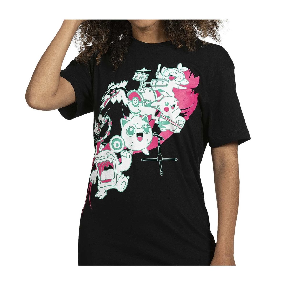 Pikachu & Shiinotic Pokémon Nature: Spring Pink Crew Neck T-Shirt