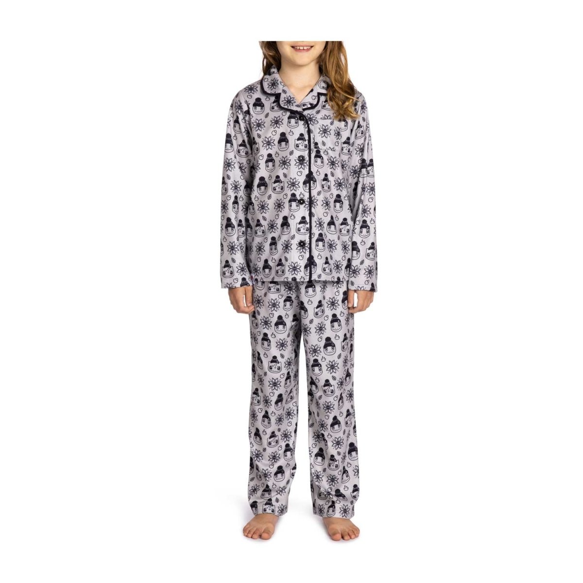 Kanto First Partner Holiday Flannel Button-Up Pajama Set - Youth ...