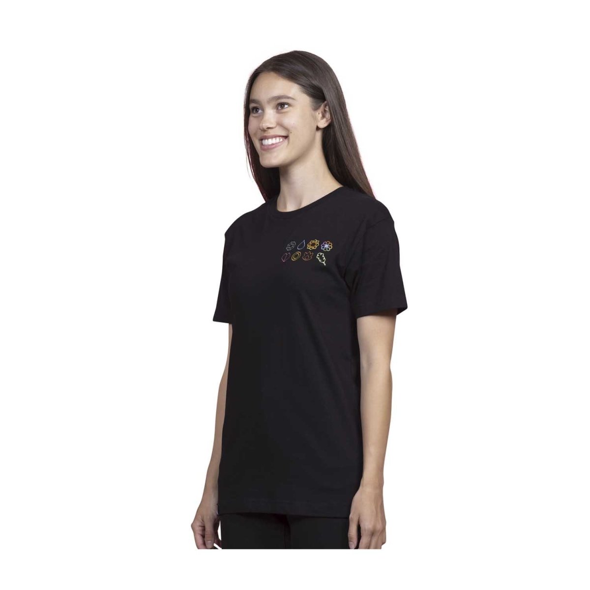Kanto Gym Badge Black Relaxed Fit Crew Neck T-Shirt - Women