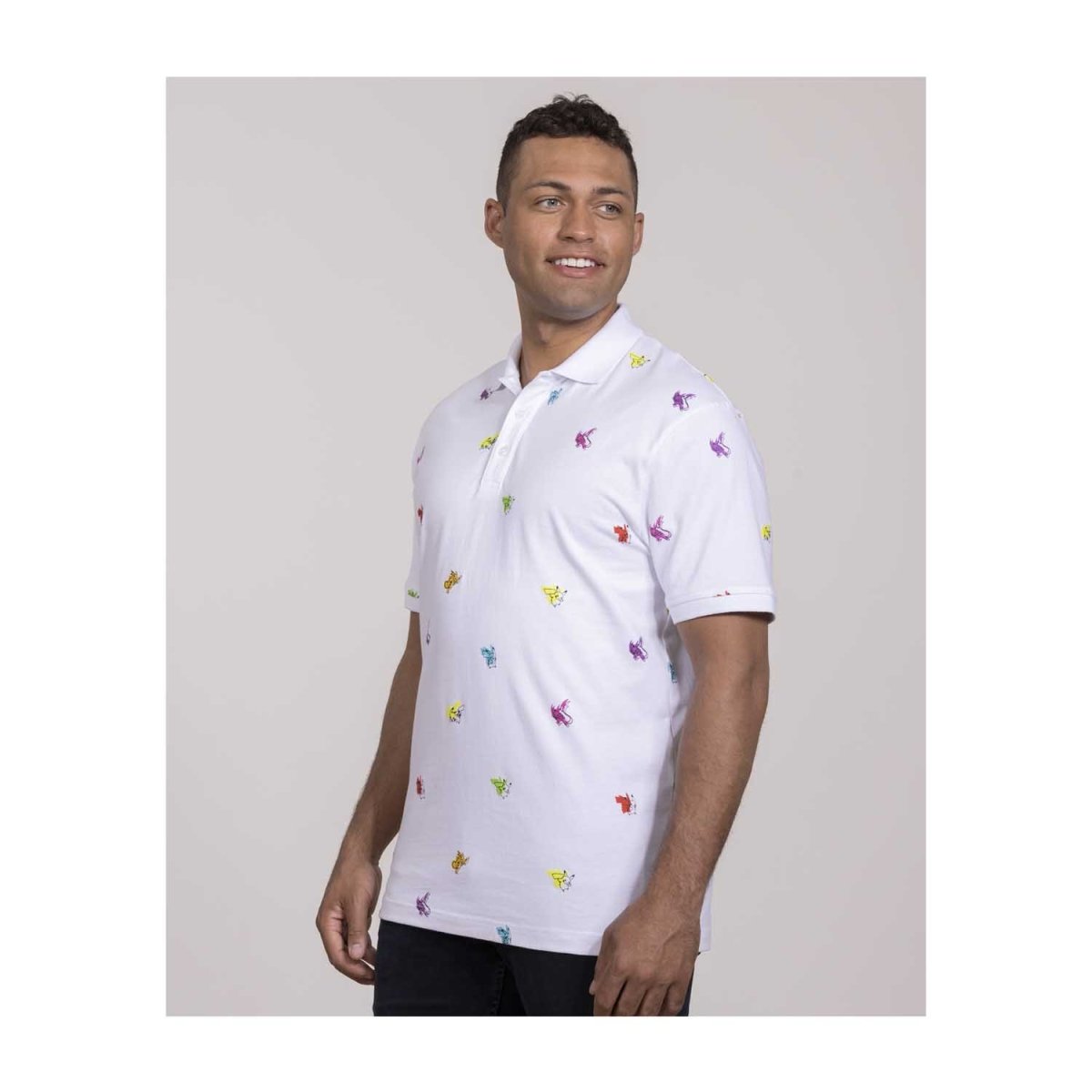 Pikachu & Raichu White Polo Shirt - Adult | Pokémon Center Official Site