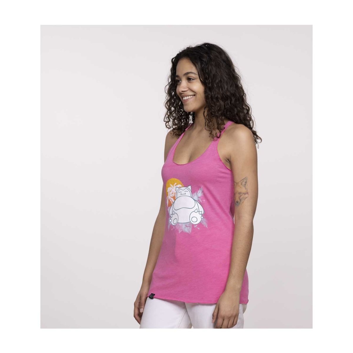 Snorlax Sunset Pink Fitted Racerback Tank Top - Women