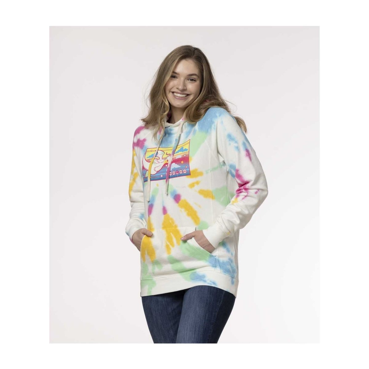 Pink yellow and best sale blue tie dye hoodie