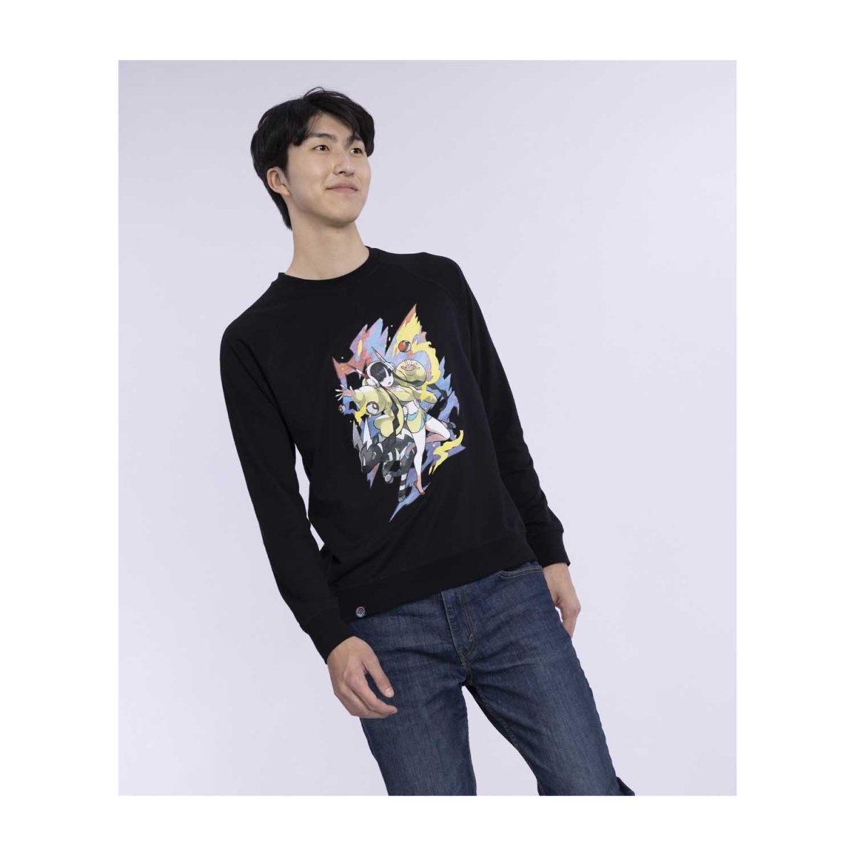 Elesa Pokémon Trainers Black French Terry Crew Neck Sweatshirt - Adult