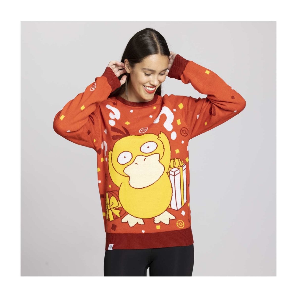 Psyduck Present Red Knit Sweater Adult Pokemon Center Official Site