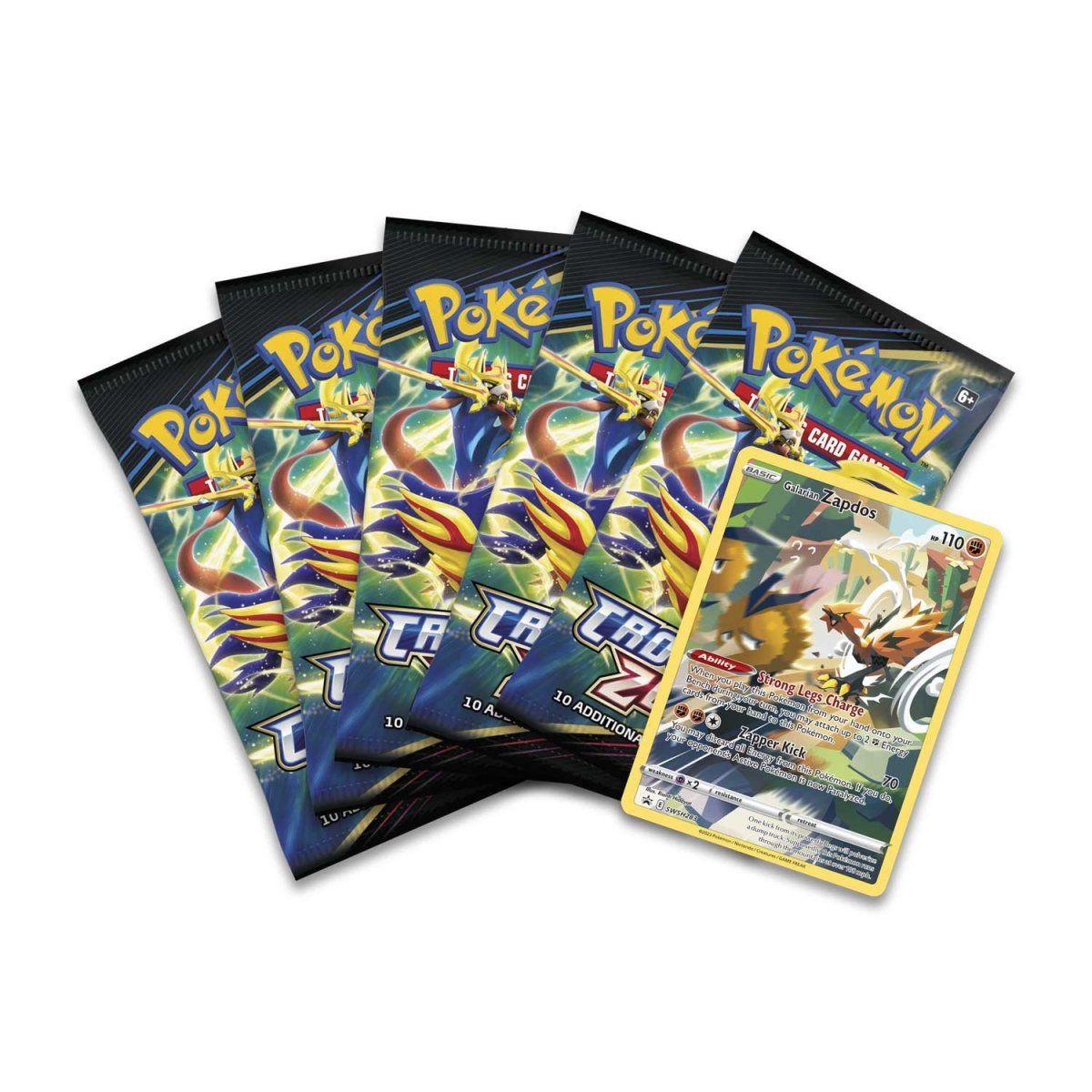  Pokemon TCG: Crown Zenith Tin – Galarian Zapdos (1 Foil Card &  5 Booster Packs) : Toys & Games