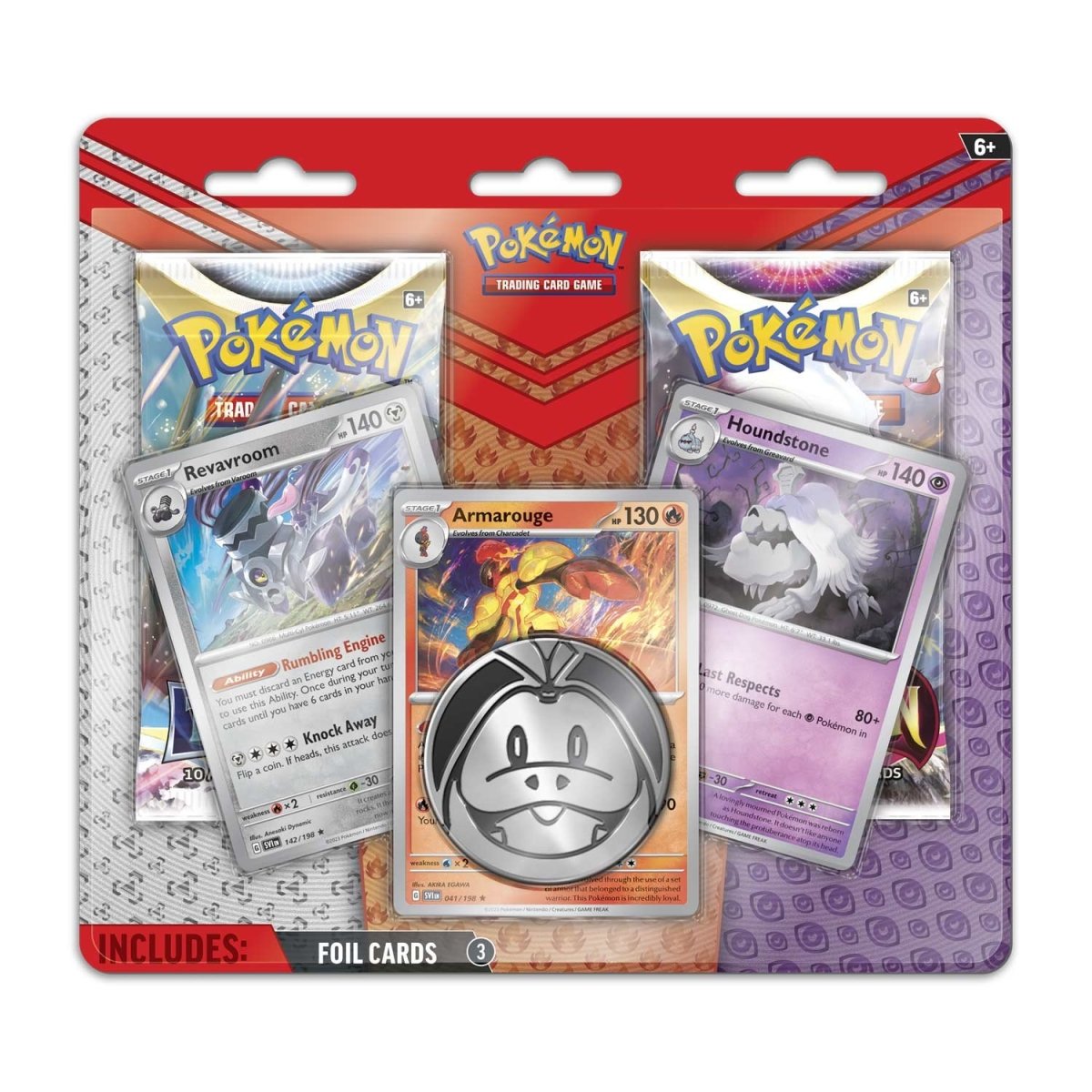 Pokémon TCG: Armarouge, Revavroom & Houndstone Cards with 2 Booster Packs &  Coin