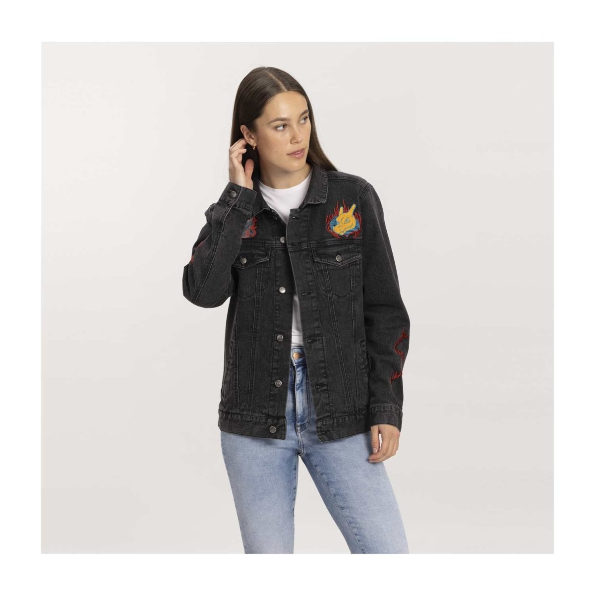 Charizard Black Denim Jacket Adult Pokemon Center UK Official Site