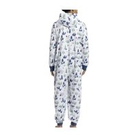 Snom Holiday Snowflake Hooded One-Piece Pajamas - Adult