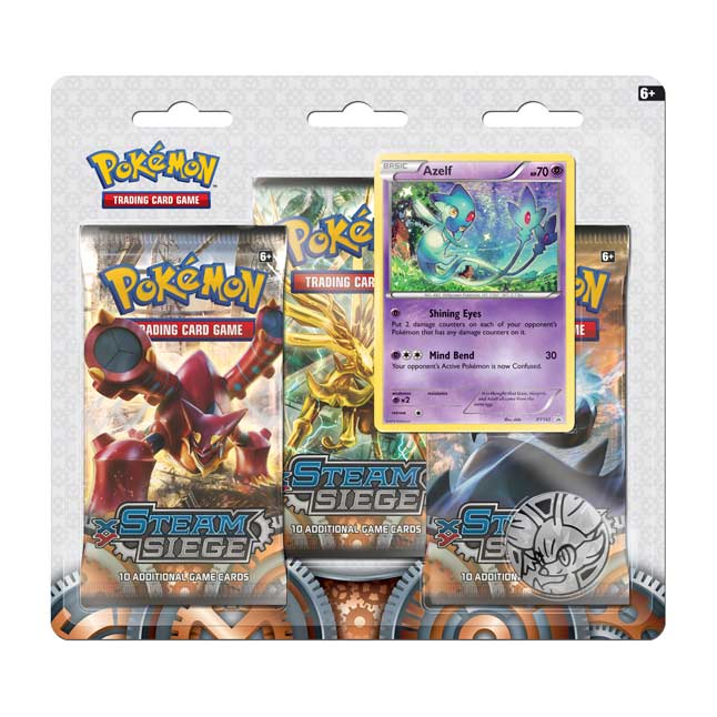 Pokémon TCG: XY-Steam Siege 3 Booster Packs, Coin & Azelf Promo Card ...