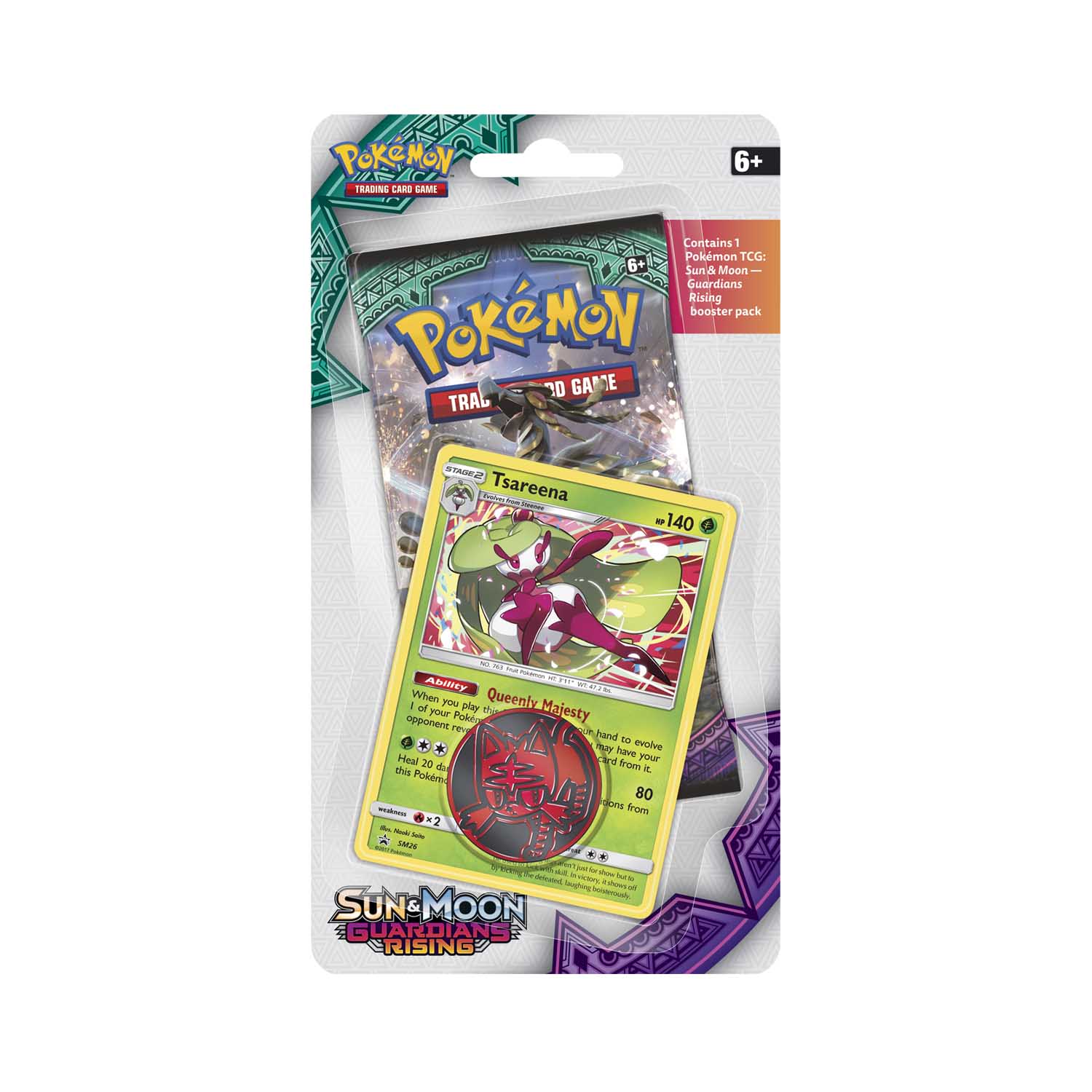 Pokémon TCG: Sun & Moon-Guardians Rising Booster Pack, Coin & Tsareena ...