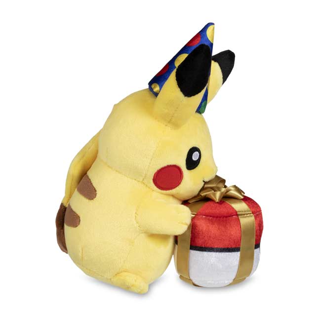 pikachu holding a heart plush