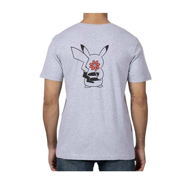 Download Pikachu Holding Flower Heather Gray Relaxed Fit Crew Neck ...