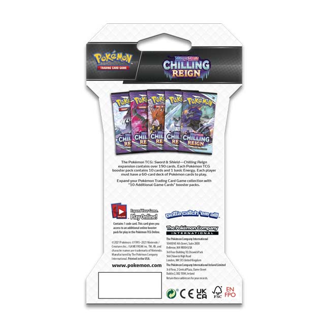 Pokémon TCG: Sword & Shield-Chilling Reign Sleeved Booster Pack (10 ...