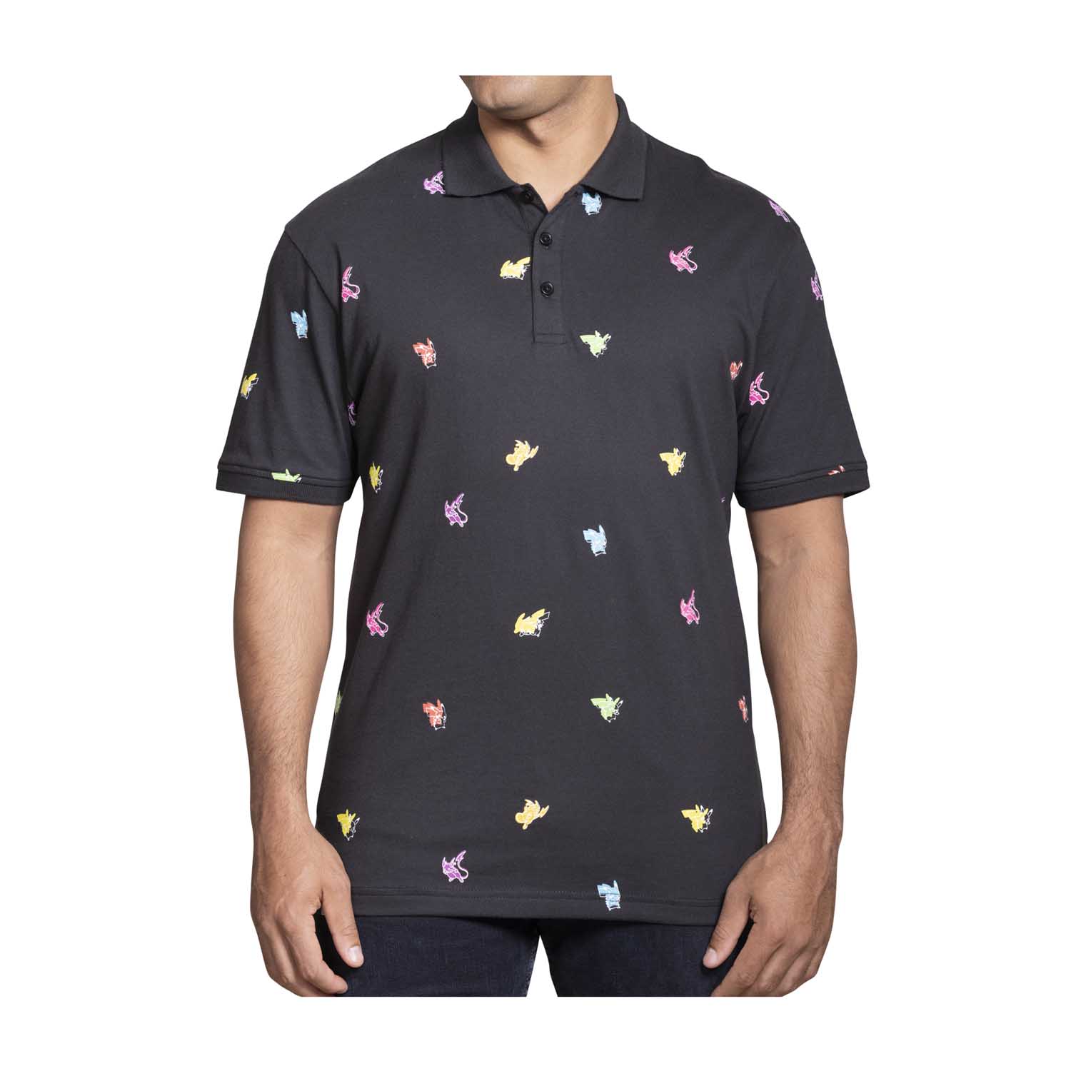 Pikachu & Raichu Black Polo Shirt - Adult | Pokémon Center Official Site