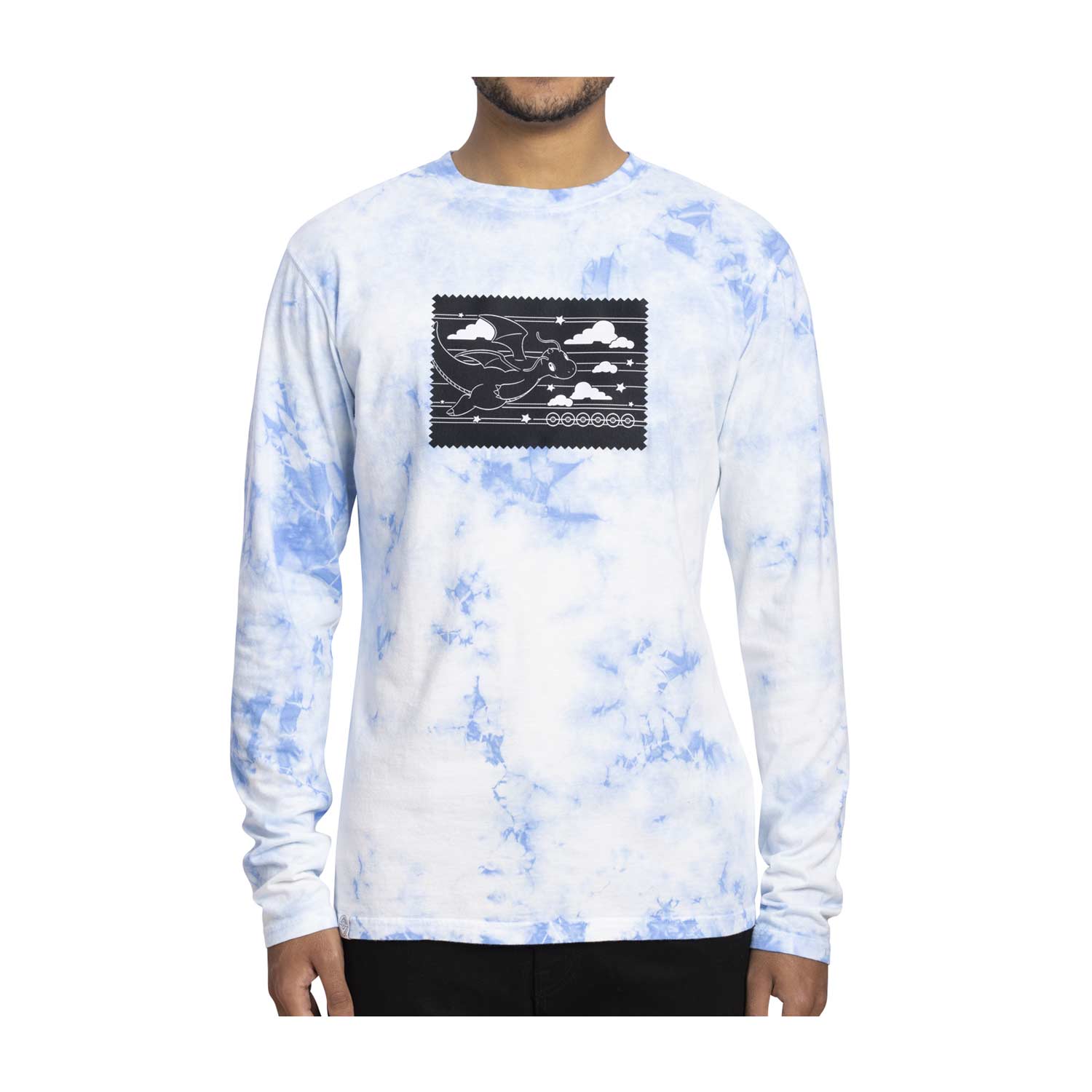 Dragonite Pokémon Take Flight Blue Tie-Dye Fitted Long-Sleeve T-Shirt ...