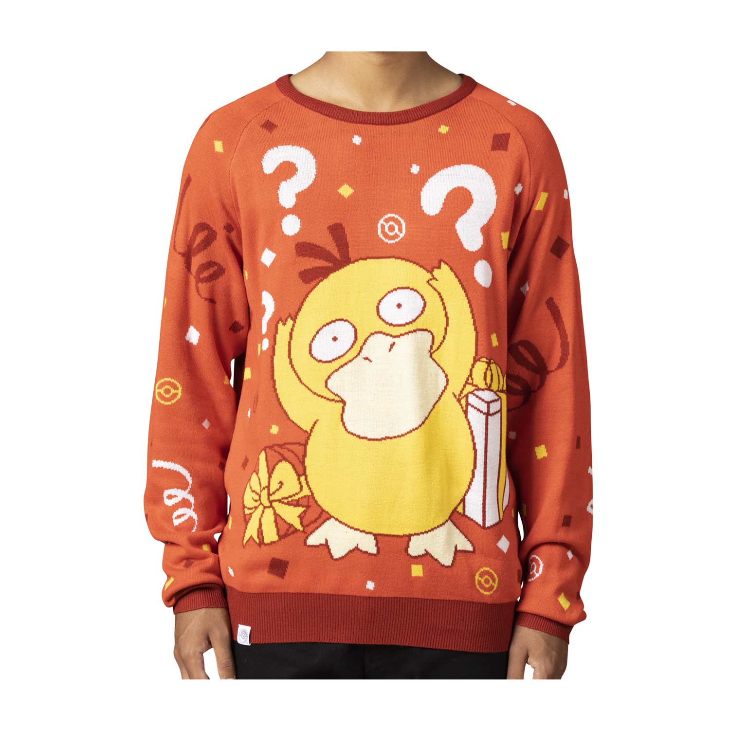 Psyduck Present Red Knit Sweater - Adult | Pokémon Center Official Site