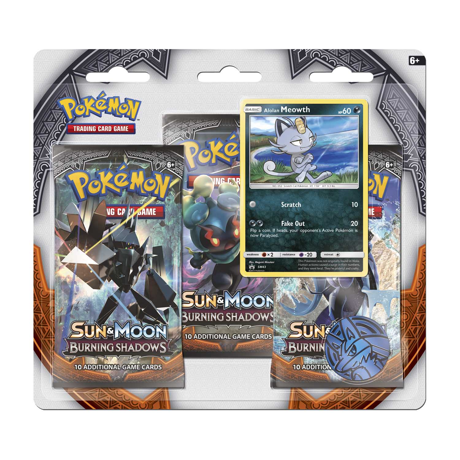 Pokémon Tcg Sun Moonburning Shadows 3 Booster Packs Plus Alolan Meowth Promo Card And Coin